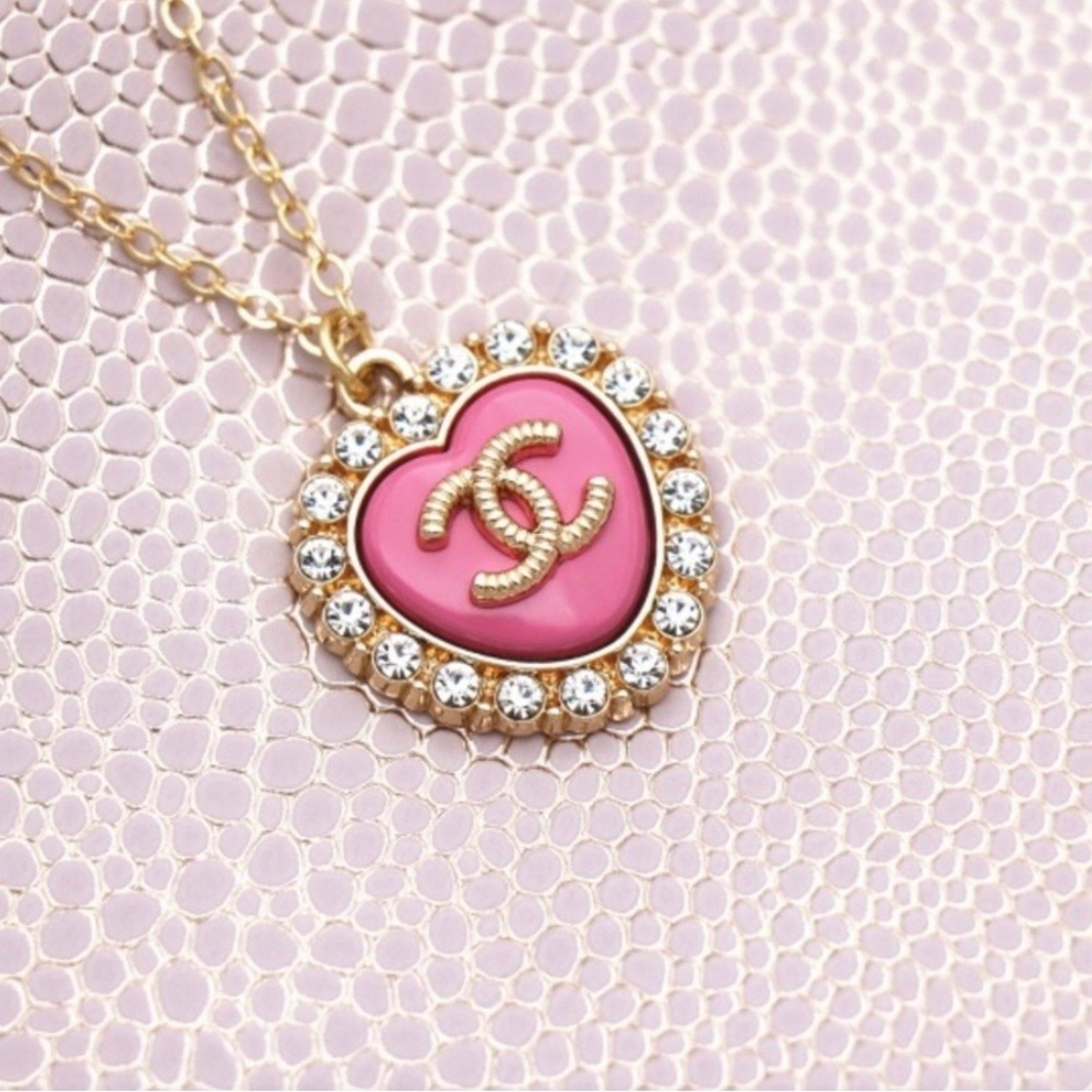 CC Pink Heart Zipper Pull  Pendant With Gold logo Details STAMPED - Picture 3 of 3